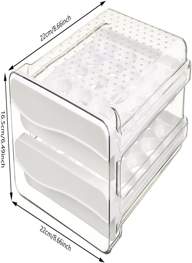 ARKETICK Egg Holder for Fridge Rolling Egg Dispenser Large Capacity Egg Organizer for Refrigerator Eggs Storage Container (2 Layer Egg Storage) - Image 2